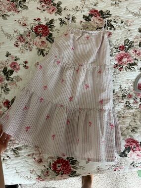 Gymboree Pink and White Striped Tiered Sundress with Flamingo Motif